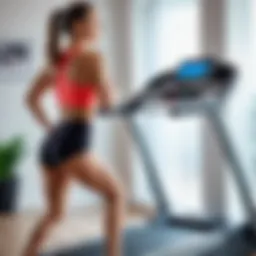 Home treadmill workout session for fitness