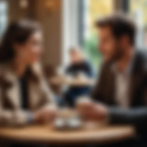 A diverse group engaging in conversation over coffee