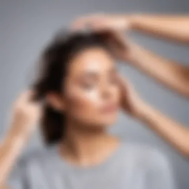 A person applying powder to their hair for a quick refresh