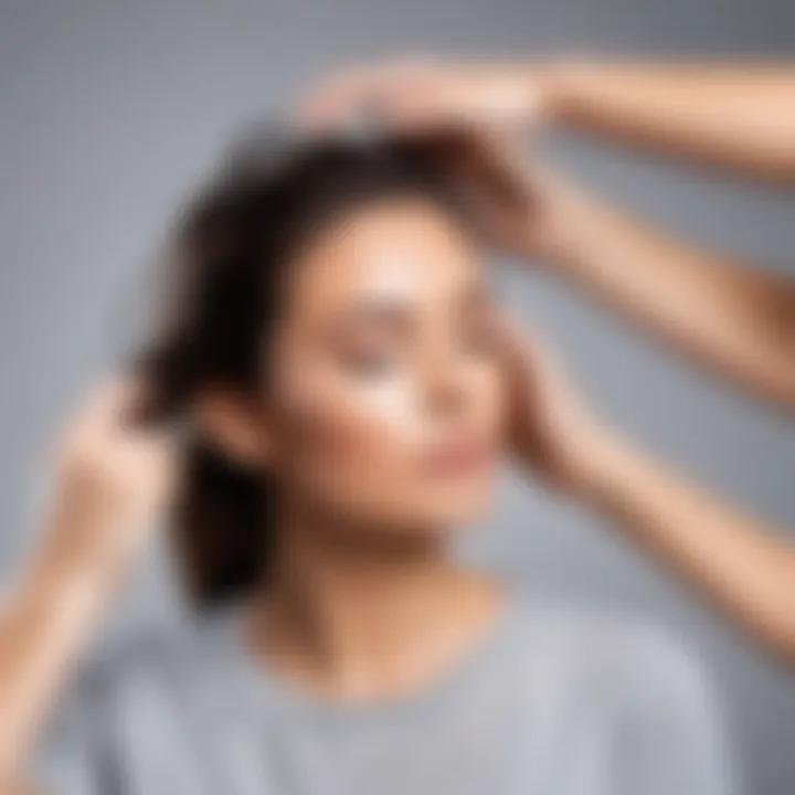 A person applying powder to their hair for a quick refresh