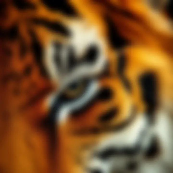 A close-up of drawing techniques used for tiger fur texture