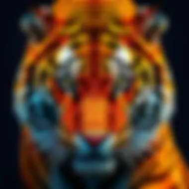 A beautifully drawn tiger showcasing vibrant colors