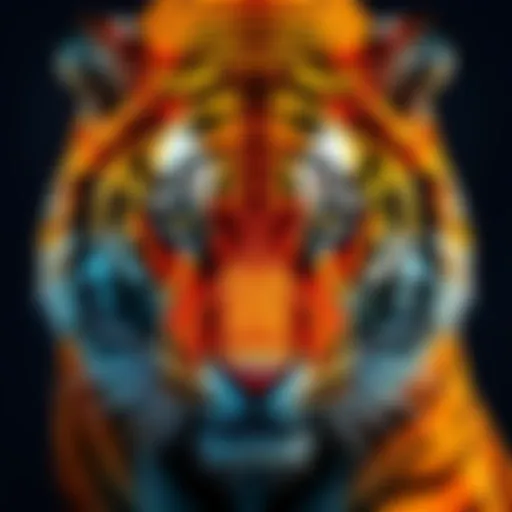 A beautifully drawn tiger showcasing vibrant colors