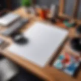 Digital drawing tools on a table