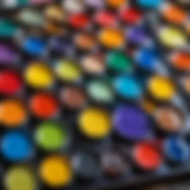 A close-up of vibrant oil paints arranged artistically on a palette