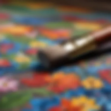 A close-up of a brush painting intricate details