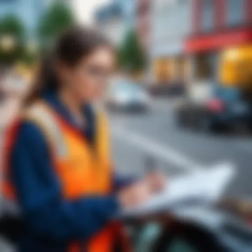 Student studying traffic rules with a textbook