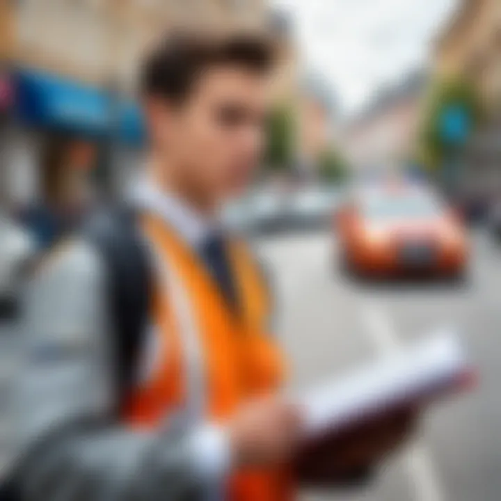 A student studying traffic rules with a focused expression