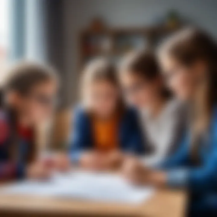 Group of children collaborating on a project