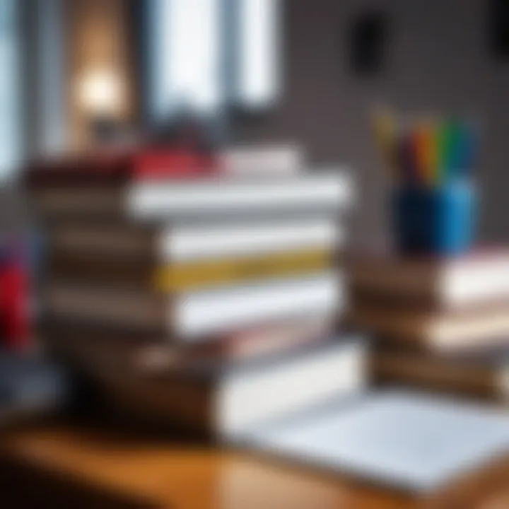 Books and study materials arranged on a desk