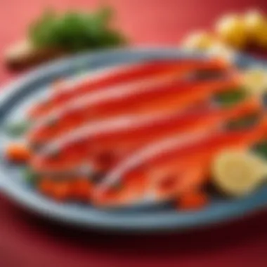 Elegant display of preserved red fish with garnishes