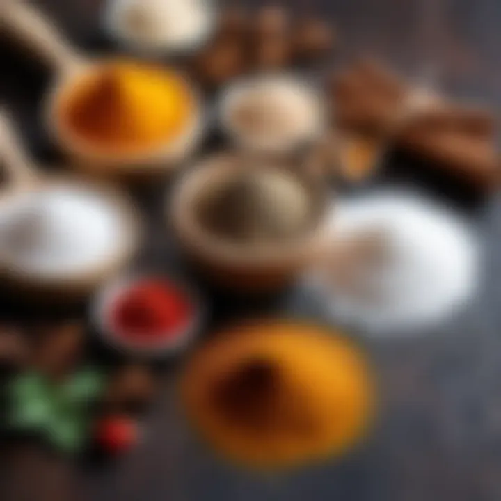 A selection of spices and salt for curing fish