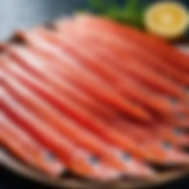 Salted red fish arranged on a platter