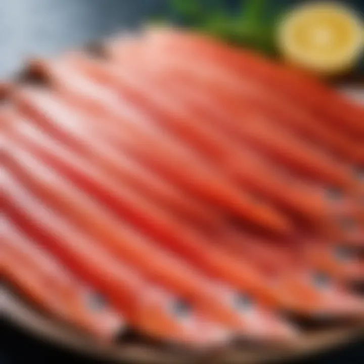 Salted red fish arranged on a platter