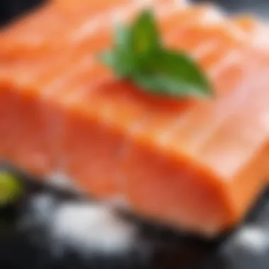 Salt crust covering the salmon fillet