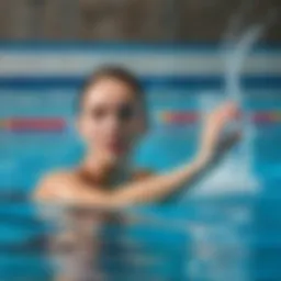 Demonstration of butterfly stroke technique in a pool