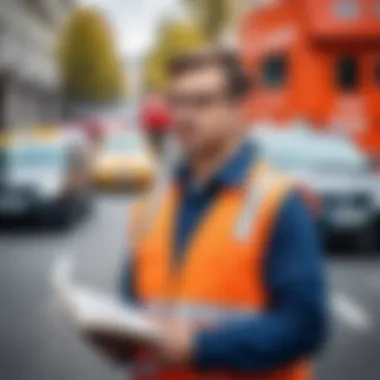 A thoughtful individual engaging with a book of traffic regulations