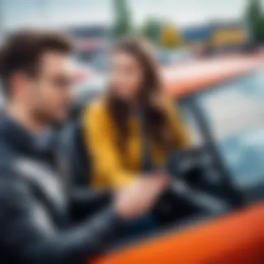 An instructor guiding a student through a driving lesson