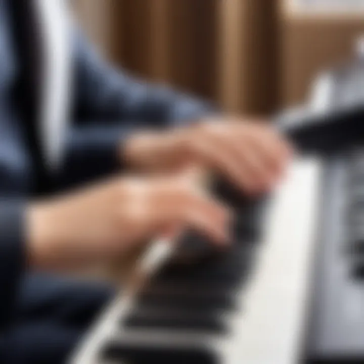 Young person practicing on a keyboard instrument