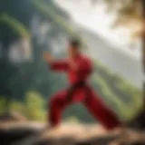 A serene landscape depicting the essence of Kung Fu training