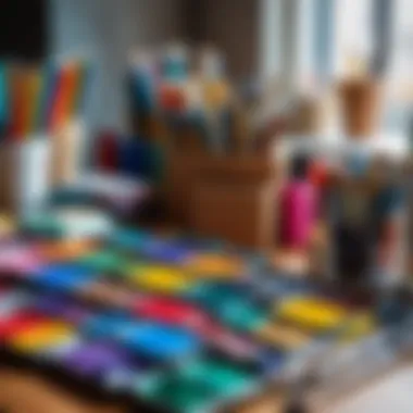 A collection of colorful art supplies on a table