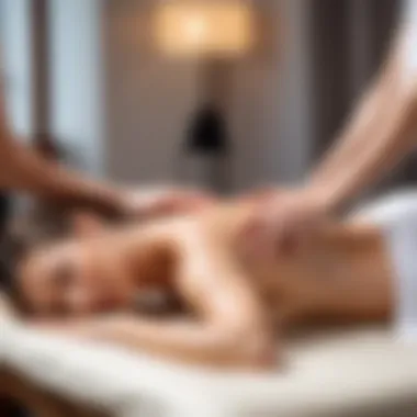 Relaxation techniques being demonstrated on a massage table