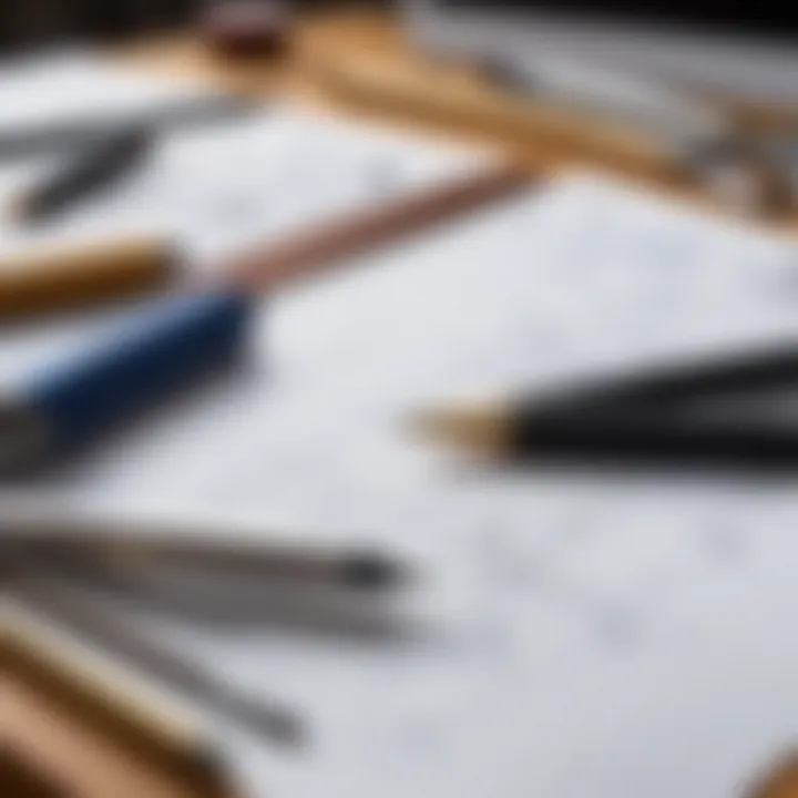 A designer using various tools for drawing