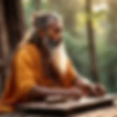 An individual meditating on a Sadhu board, highlighting the serene environment.