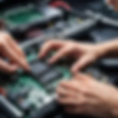 A person installing a motherboard into a case