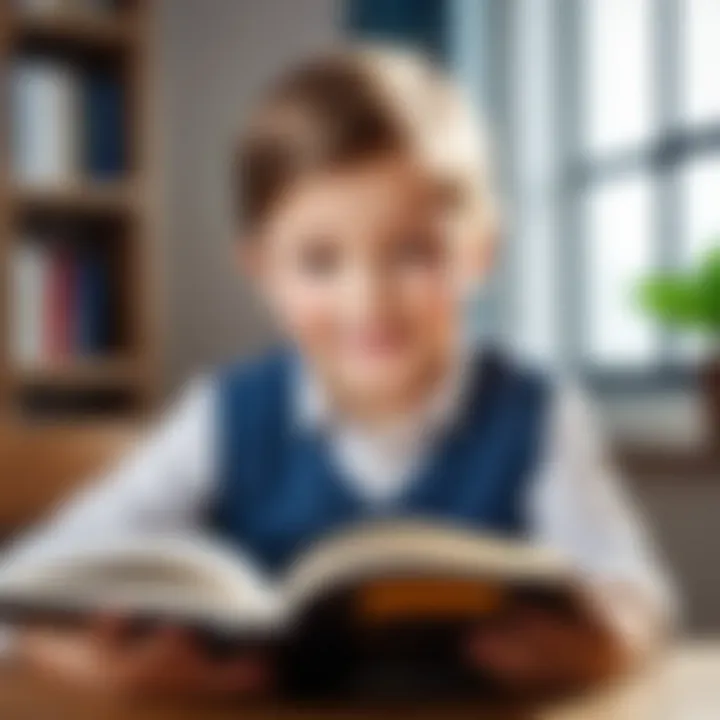 A child reading a book with enthusiasm