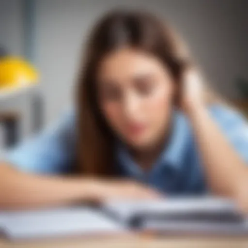 A student looking exhausted at their desk