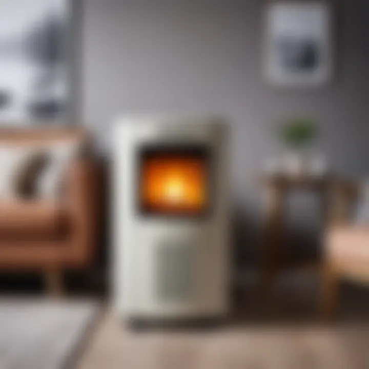 An oil heater installed in a cozy living room setting