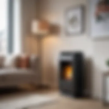 Oil heater in a modern living room environment