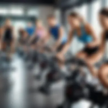 Group cycling class for fitness