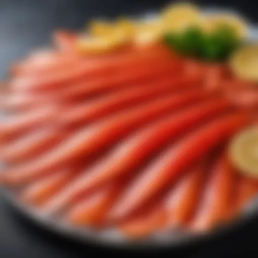 A beautifully arranged platter of salted red fish showcasing its vibrant color and texture.