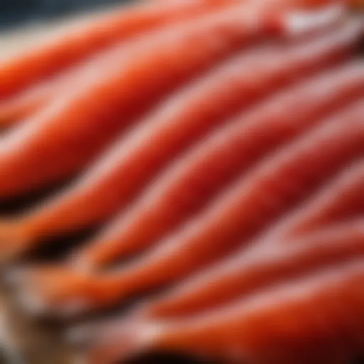 An insightful close-up of salted red fish demonstrating the preservation's impact on its quality.