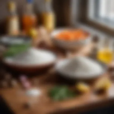 Brine ingredients laid out on a kitchen counter