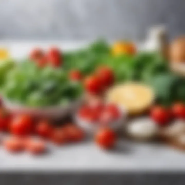 Fresh ingredients laid out for salad preparation