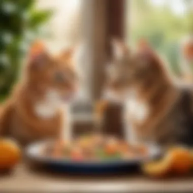 Cats enjoying a nutritious meal