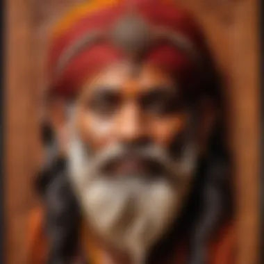 An intricate depiction of a traditional sadhus board