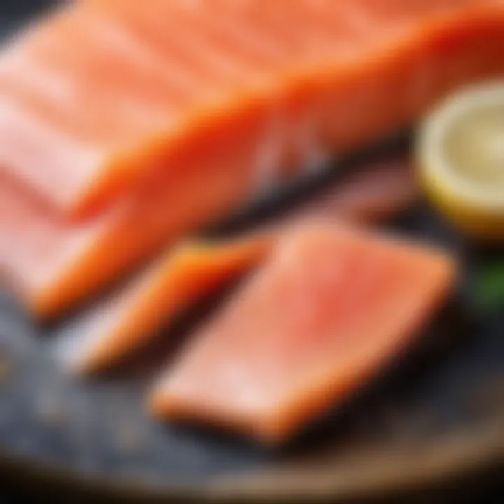 Freshly salted salmon fillet