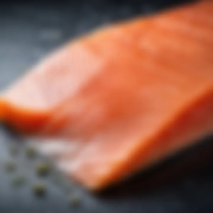 Salted salmon fillet displaying perfect texture