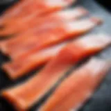 Raw trout fillets ready for salting