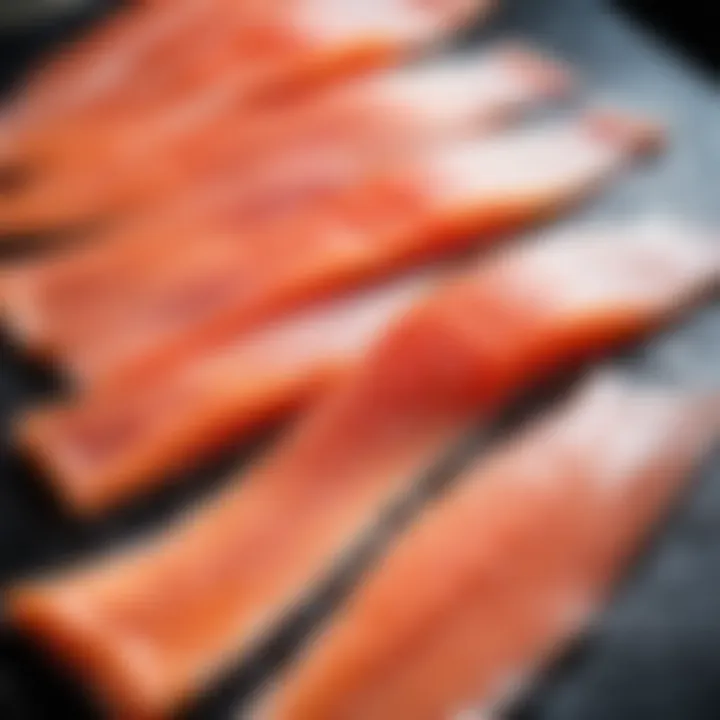 Raw trout fillets ready for salting