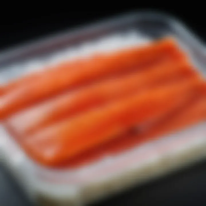 Container filled with salted red trout