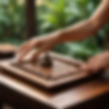 A serene setting featuring the Siddha board in use during meditation