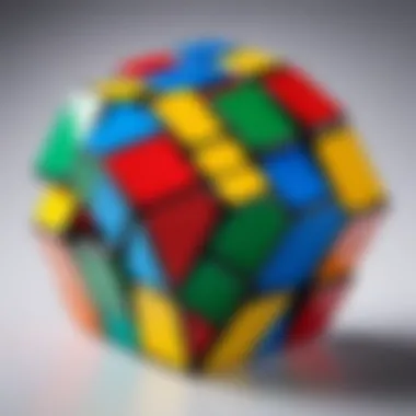 Close-up of a solved Rubik's Cube showcasing its vibrant colors