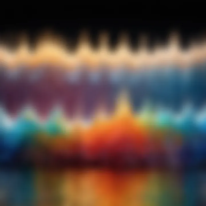 An artistic representation of sound waves illustrating various English accents