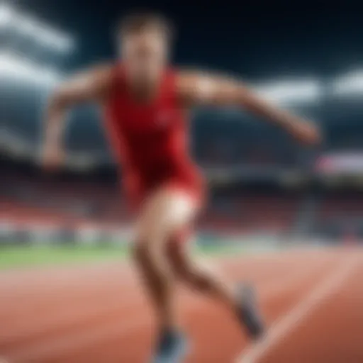 An athlete sprinting on a track, showcasing peak speed and form.