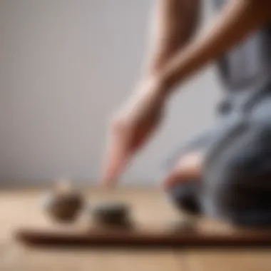 A serene environment showcasing meditation during the nail standing practice.